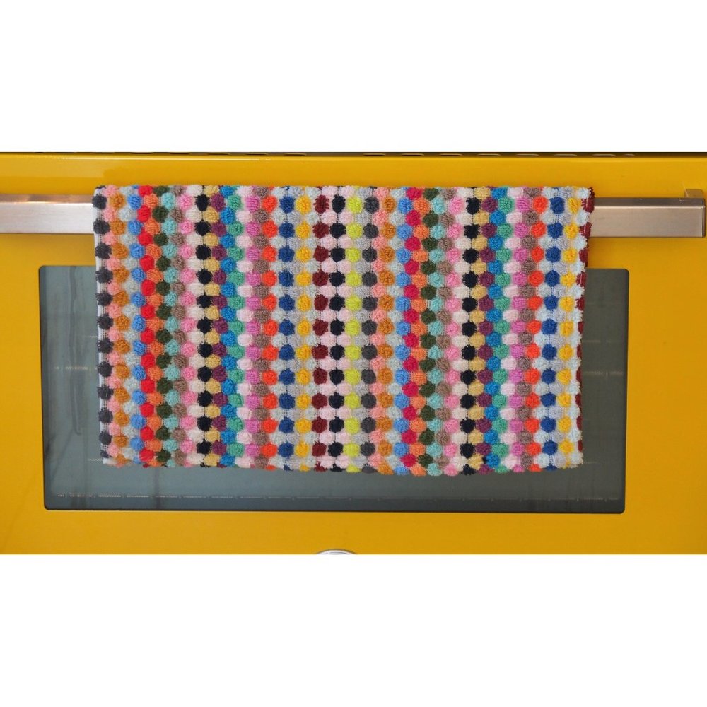 2 Rainbow Pom Pom Turkish Cotton Kitchen Towels - Picture 3 of 9
